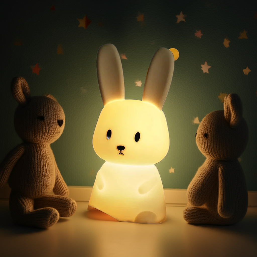 Adorable LED Rabbit Animal Night Light – Soft Silicone USB Rechargeable Lamp for Kids & Baby Rooms Sleeping light