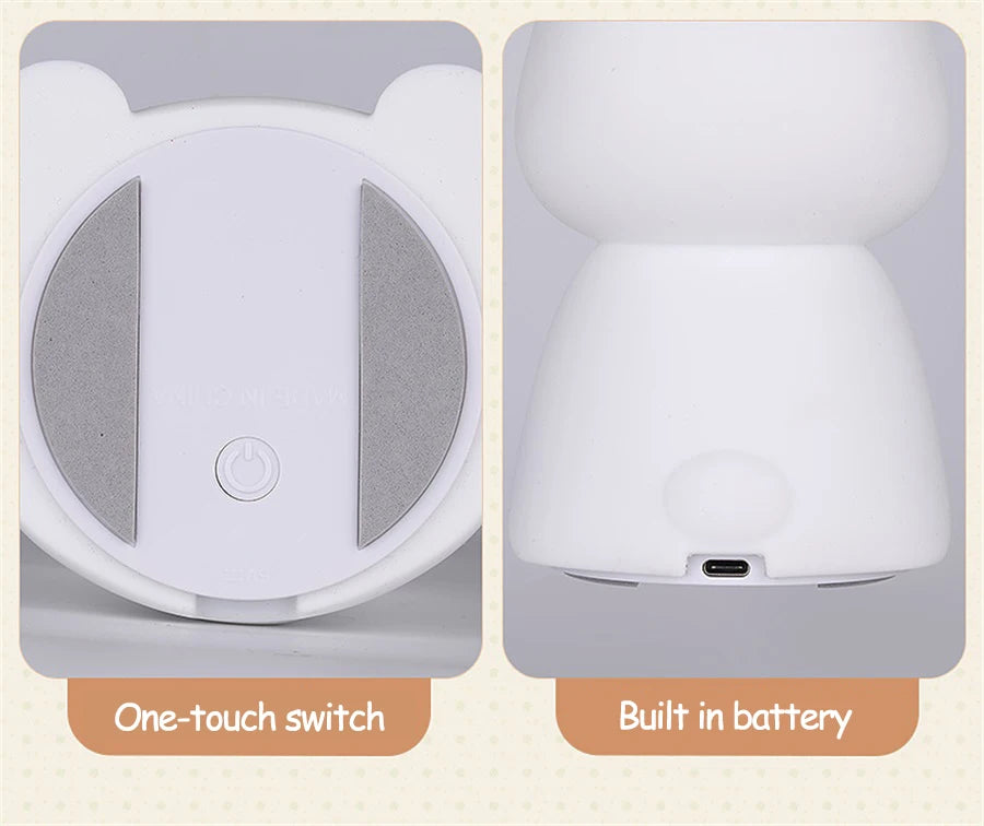 Adorable LED Rabbit Animal Night Light – Soft Silicone USB Rechargeable Lamp for Kids & Baby Rooms Sleeping light