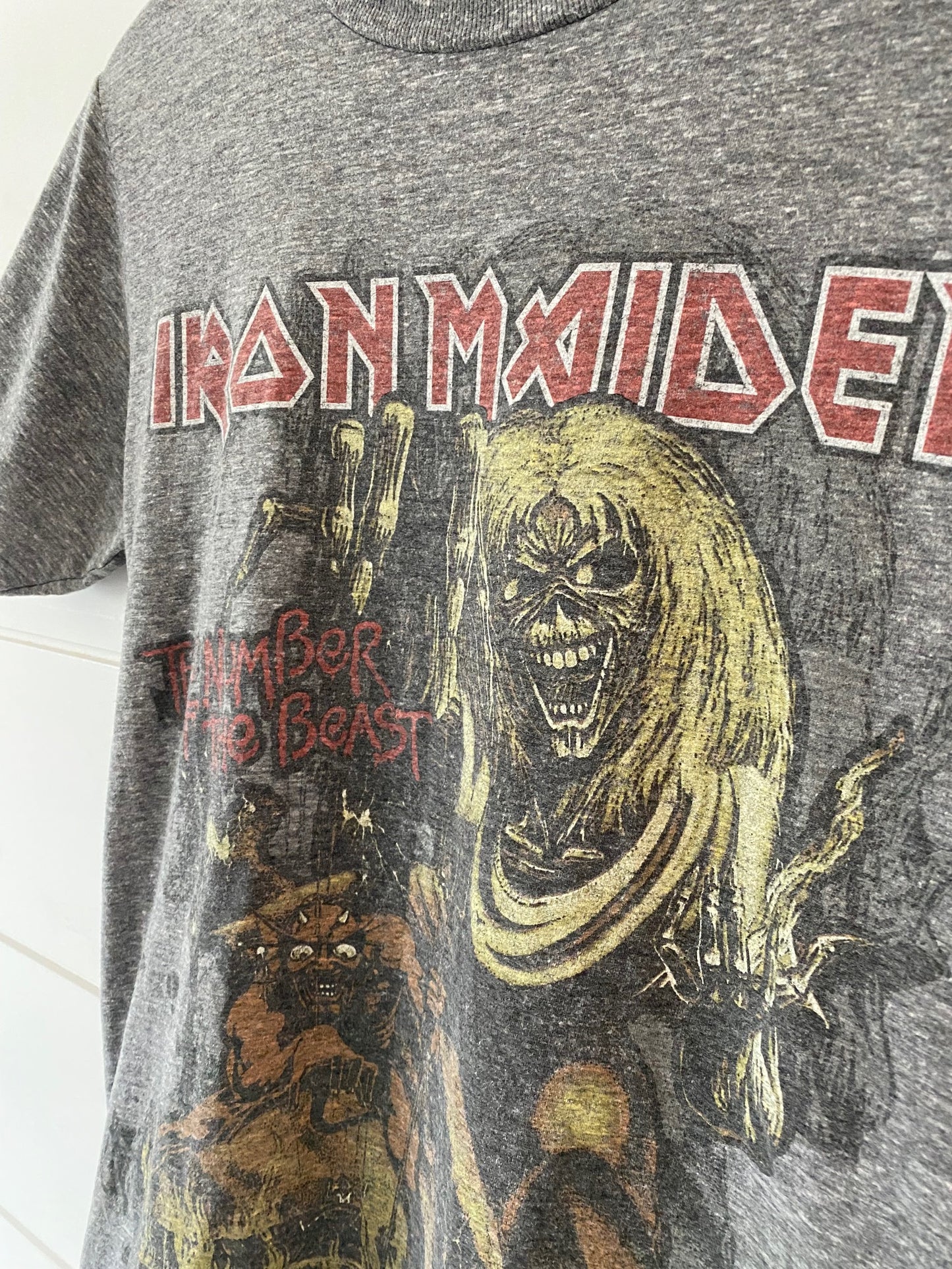 Iron Maiden men's or women's short-sleeved grey unisex T-shirt The Number of The Beast