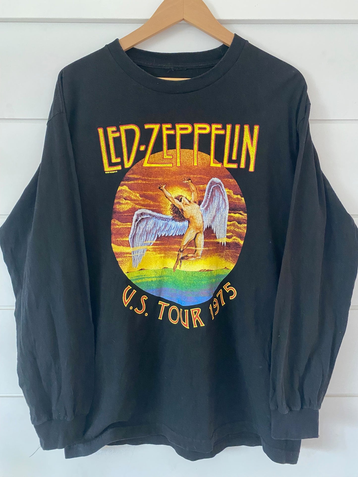 Unisex long-sleeved black cotton sweater Led Zepplin 1990 US Tour 1975
