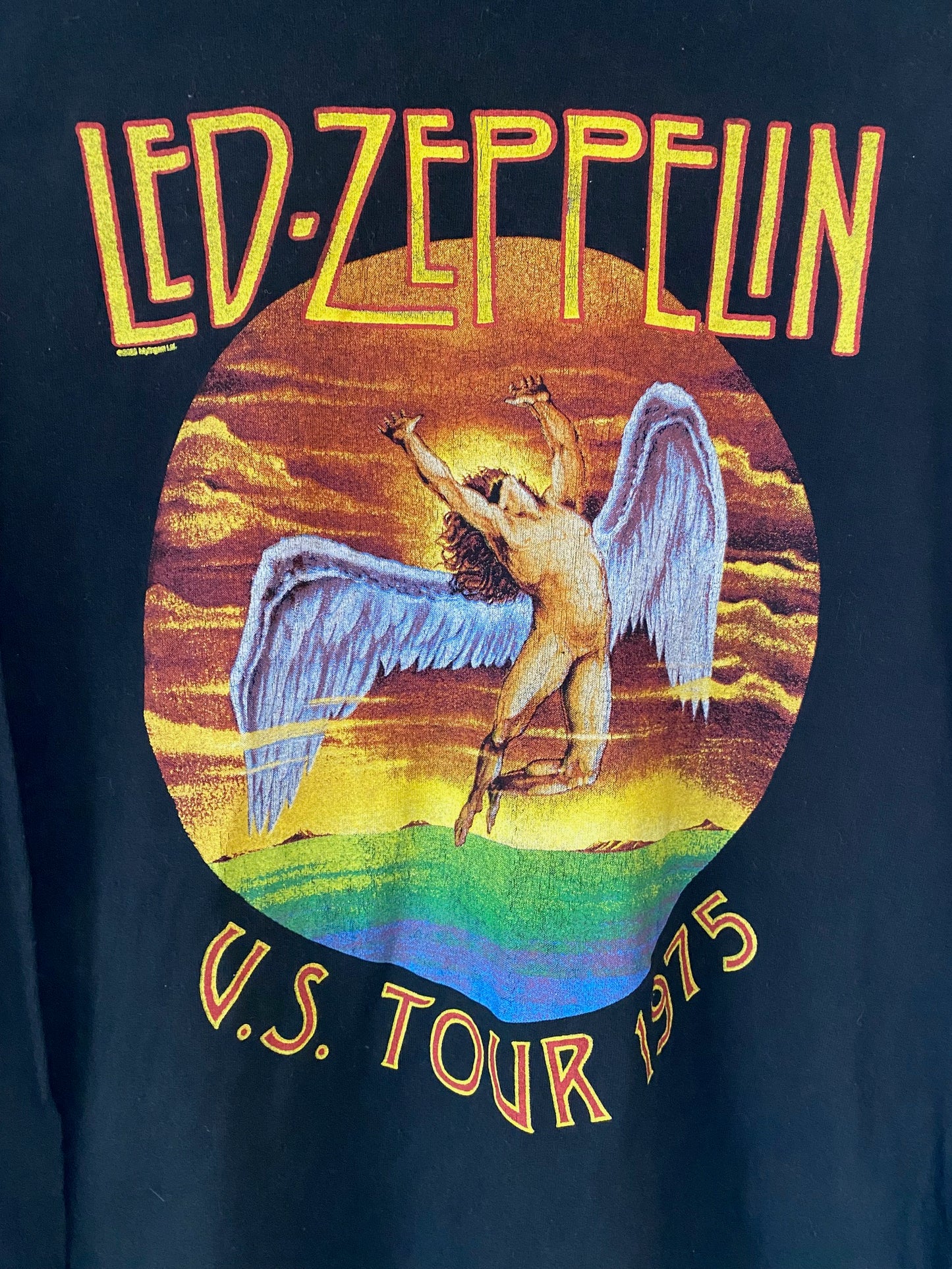 Unisex long-sleeved black cotton sweater Led Zepplin 1990 US Tour 1975