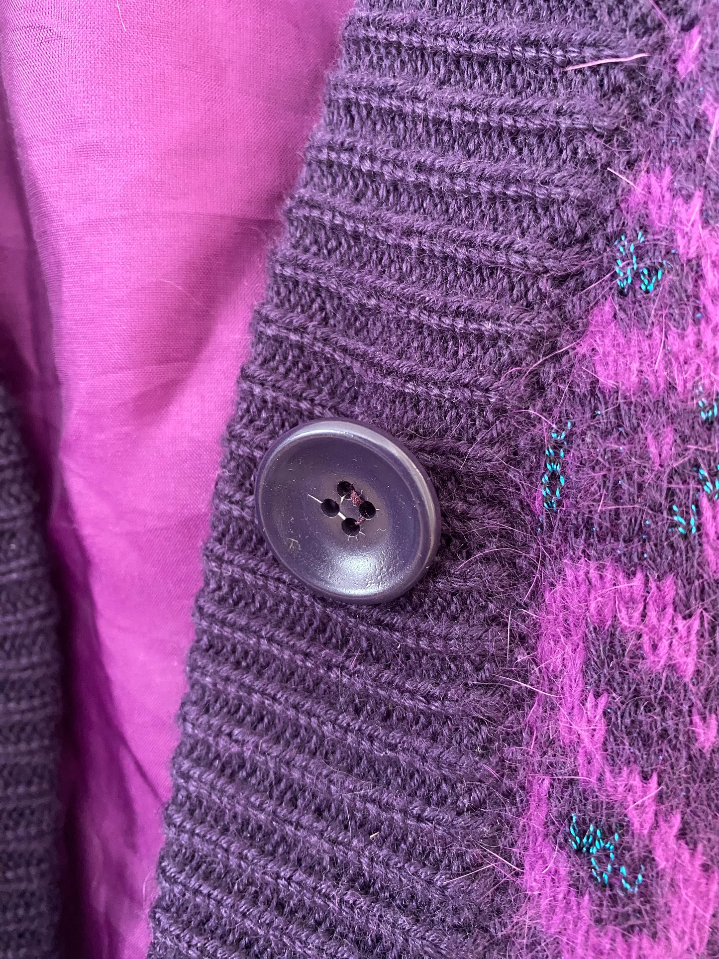 Women Purple Wool Vintage Cardigan Vest Made in Federal Germany