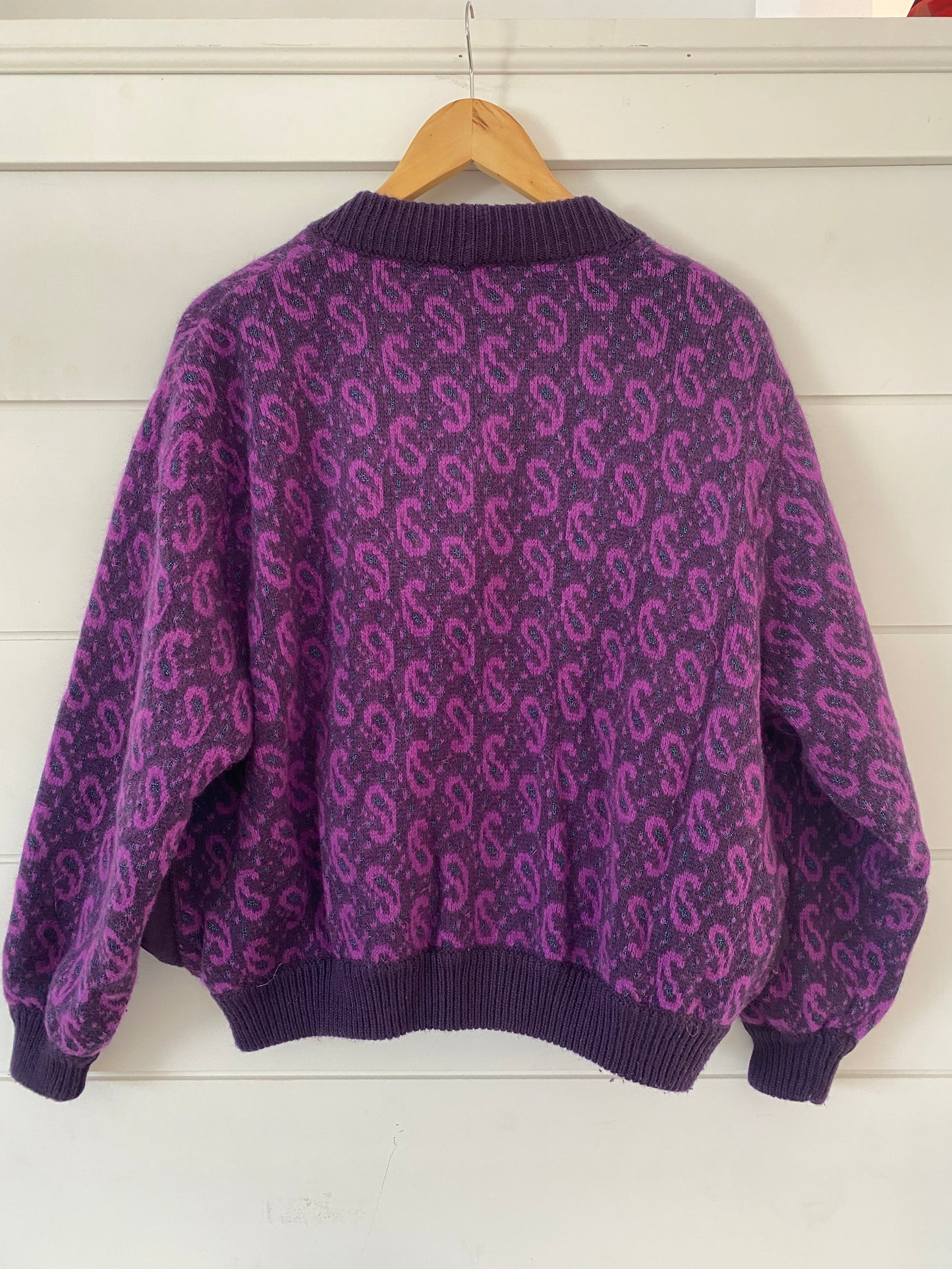 Women Purple Wool Vintage Cardigan Vest Made in Federal Germany
