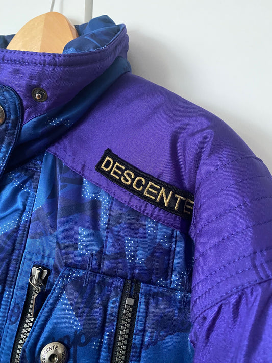 Vintage Purple and Blue Two Pieces Descente Ski Suit Men Large