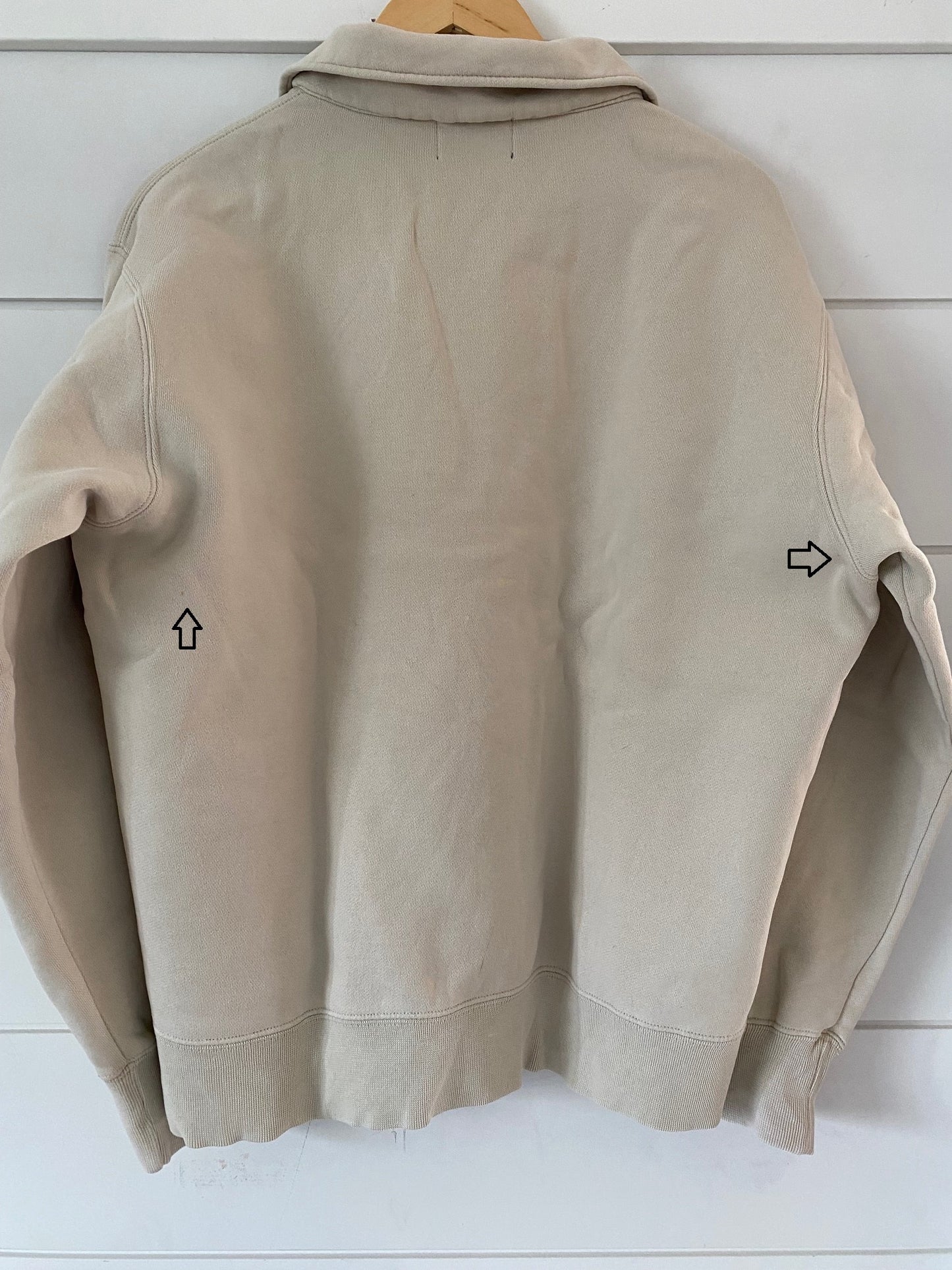 Women Beige Roots Athletics Cotton Sweater 1/2 Zip Size**
