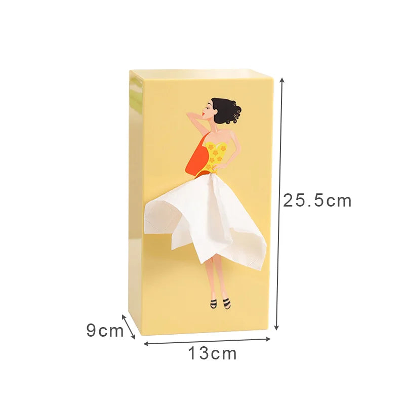 Chic Cartoon Girl Tissue Box Cover – Stylish & Fun Tissue Dispenser