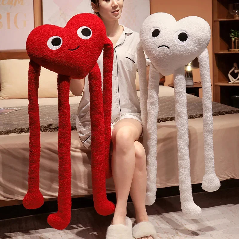 Get Ready to Fall Head Over "Long Legs" in Love! Long Legs Love Heart Shape Pillow Cute Stuffed Heart Pillow Soft Plush Toys Lover Friends