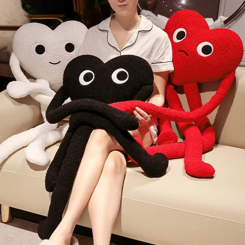Get Ready to Fall Head Over "Long Legs" in Love! Long Legs Love Heart Shape Pillow Cute Stuffed Heart Pillow Soft Plush Toys Lover Friends