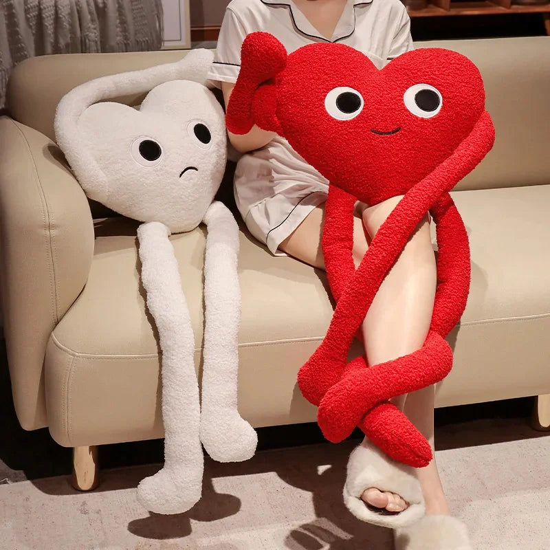Get Ready to Fall Head Over "Long Legs" in Love! Long Legs Love Heart Shape Pillow Cute Stuffed Heart Pillow Soft Plush Toys Lover Friends