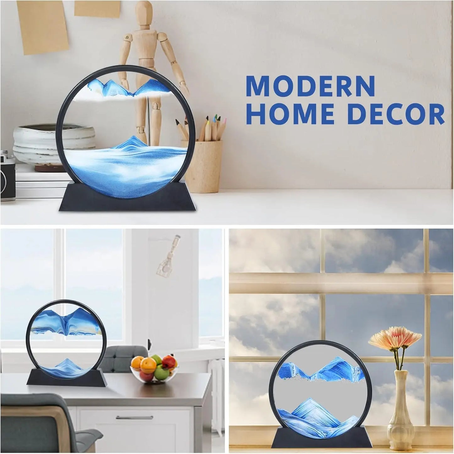 Mesmerizing 3D Moving Sand Art Display | Gravity-Defying Flowing Sandscape | Zen Desk Decor & Unique Gift
