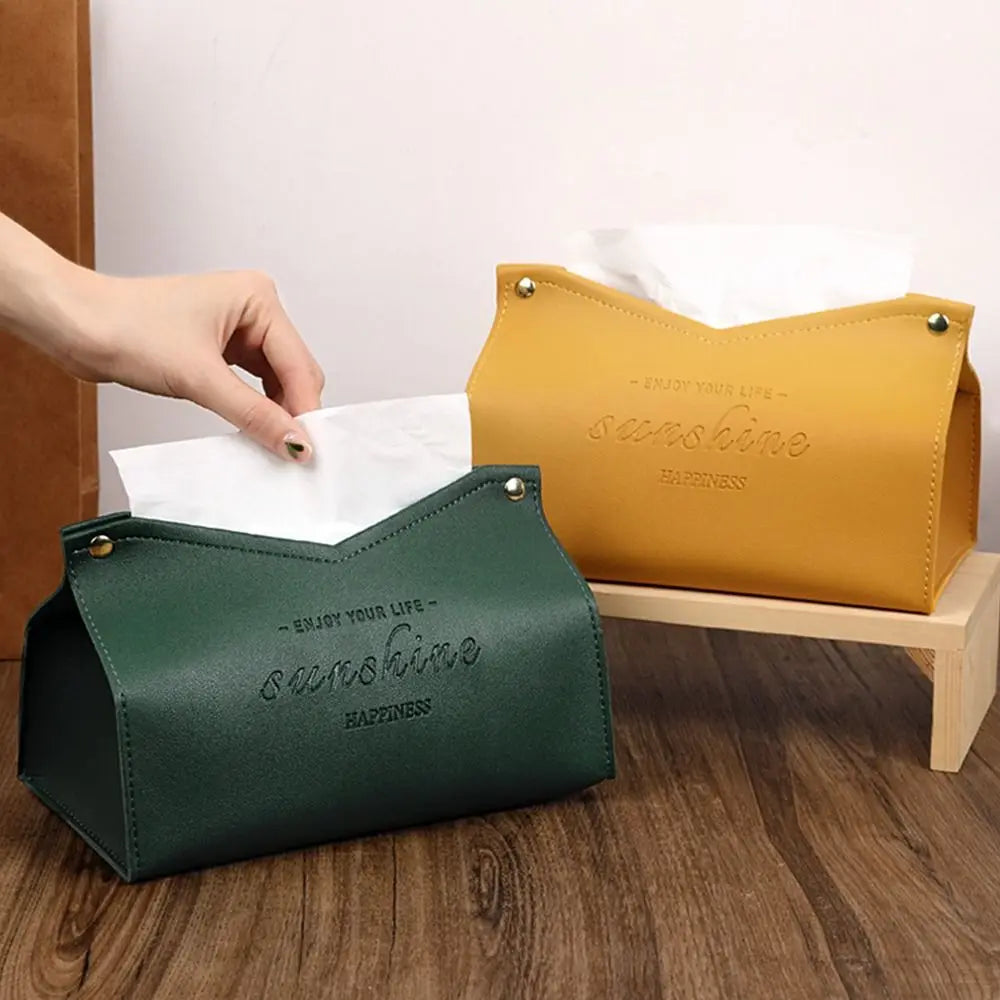 Elegant Leather Minimalist Tissue Box Cover – Stylish Home & Car Decor Accessory Decoration
