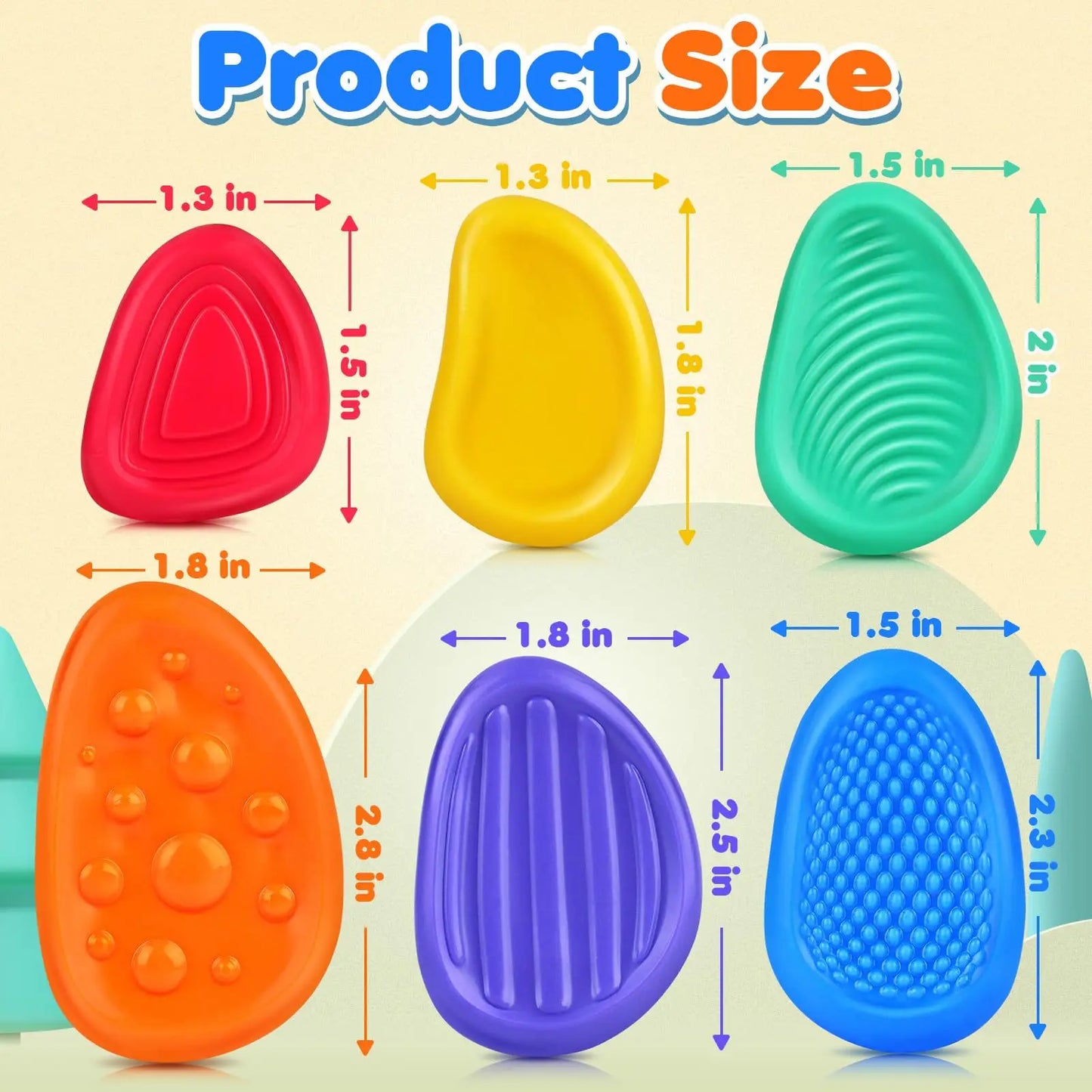 Brain Calmer Sensory Stones – Stress Relief & Focus for All Ages Sensory 6 Pack Textured for Autism Kids Calming Stress Relief Toys