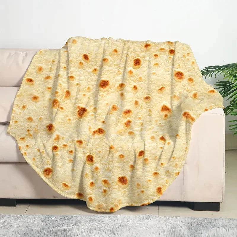 tortillas blanket on a white sofa