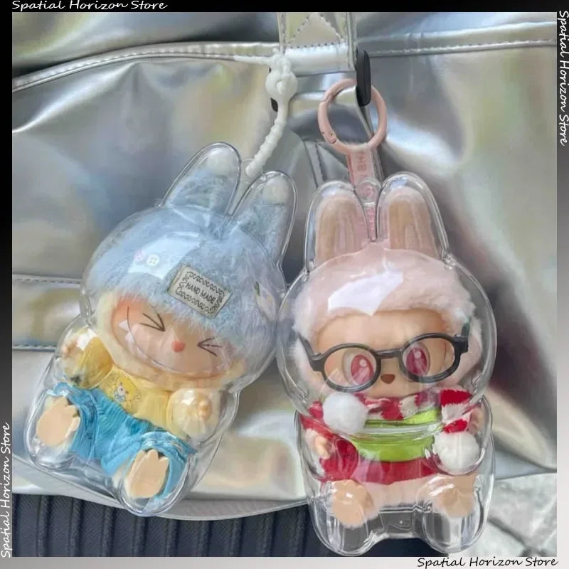 Labubu Transparent Protective Display Case for Stuffed Toys| Cute Plushie Storage Box | Display Bag Mini Portable Storage Box