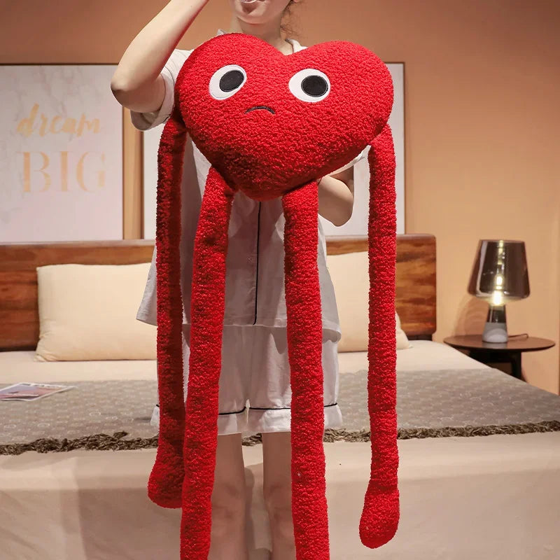 Get Ready to Fall Head Over "Long Legs" in Love! Long Legs Love Heart Shape Pillow Cute Stuffed Heart Pillow Soft Plush Toys Lover Friends