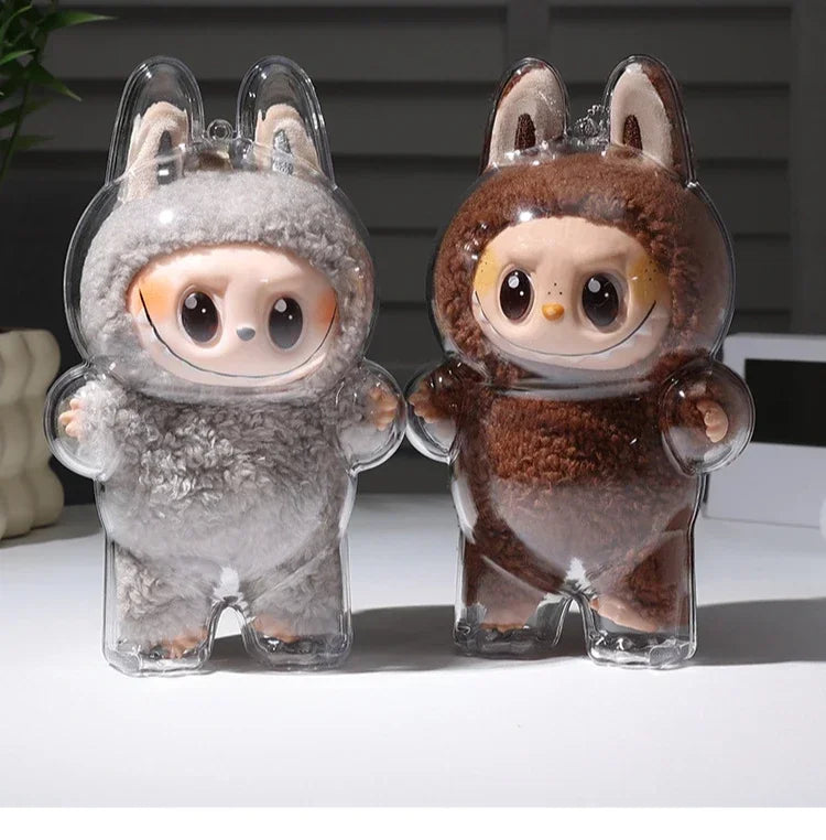 Labubu Transparent Protective Display Case for Stuffed Toys| Cute Plushie Storage Box | Display Bag Mini Portable Storage Box