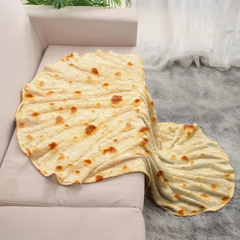 funny gift tortillas blanket on a sofa