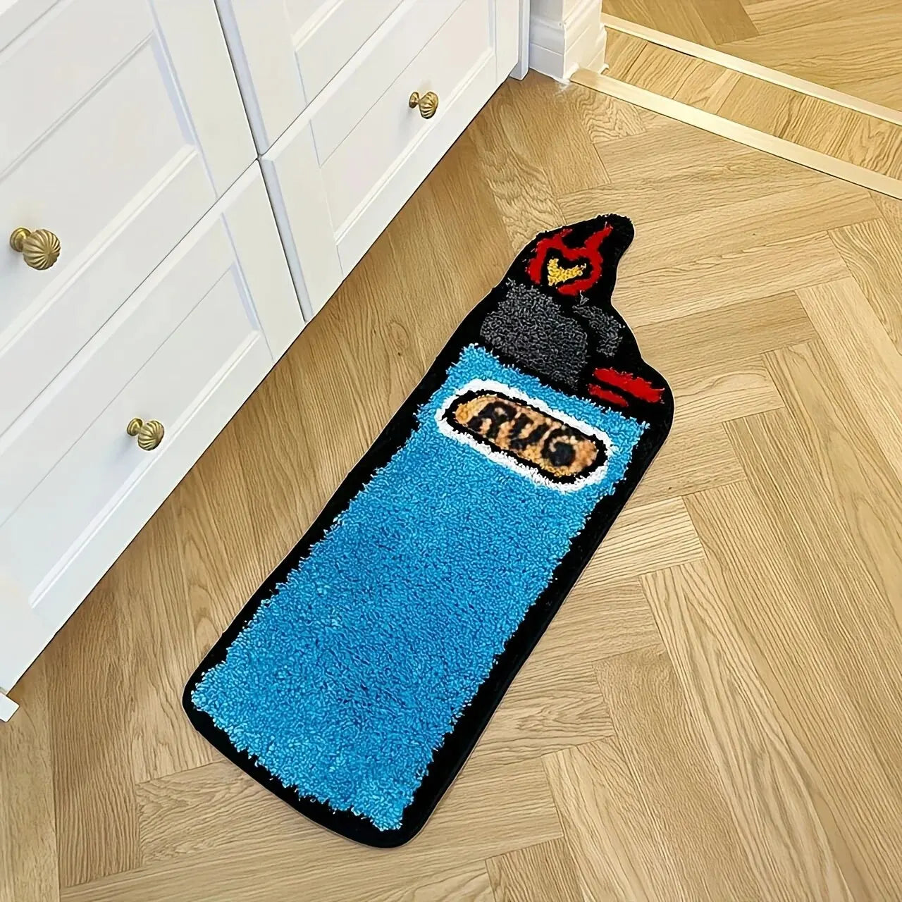 Light Up Your Room: Novelty Lighter Shape Area Rug | Fun & Cozy Home Decor Mat
