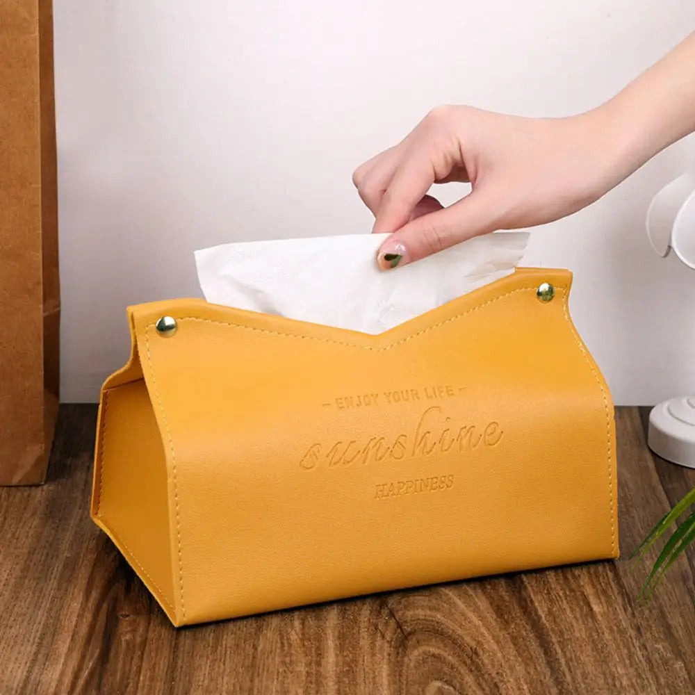 Elegant Leather Minimalist Tissue Box Cover – Stylish Home & Car Decor Accessory Decoration