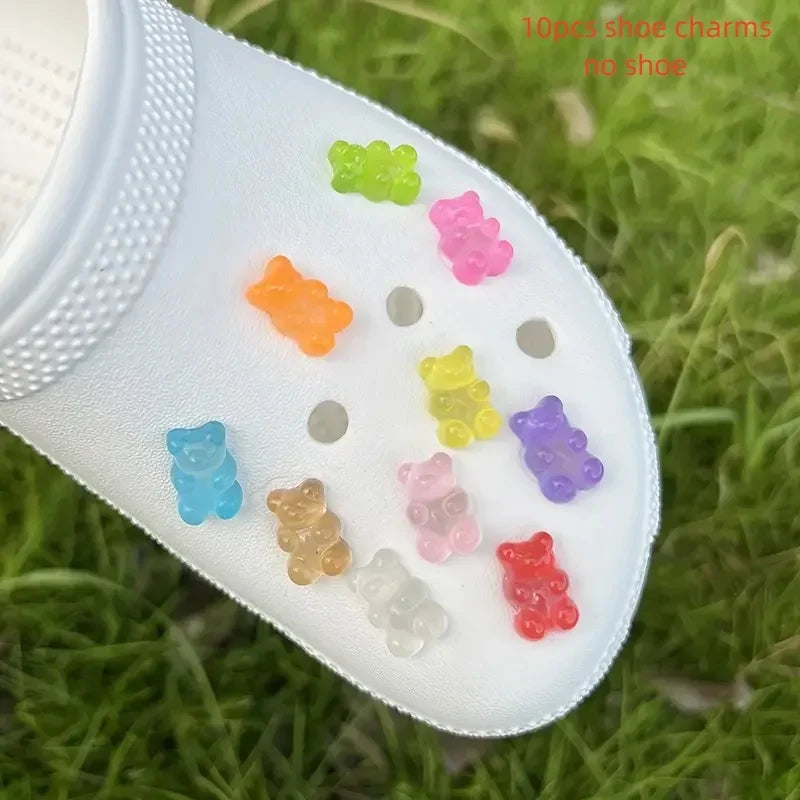 gummies bears differents colors on a white crocs shoe