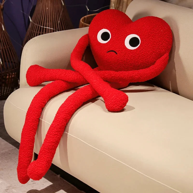 Get Ready to Fall Head Over "Long Legs" in Love! Long Legs Love Heart Shape Pillow Cute Stuffed Heart Pillow Soft Plush Toys Lover Friends