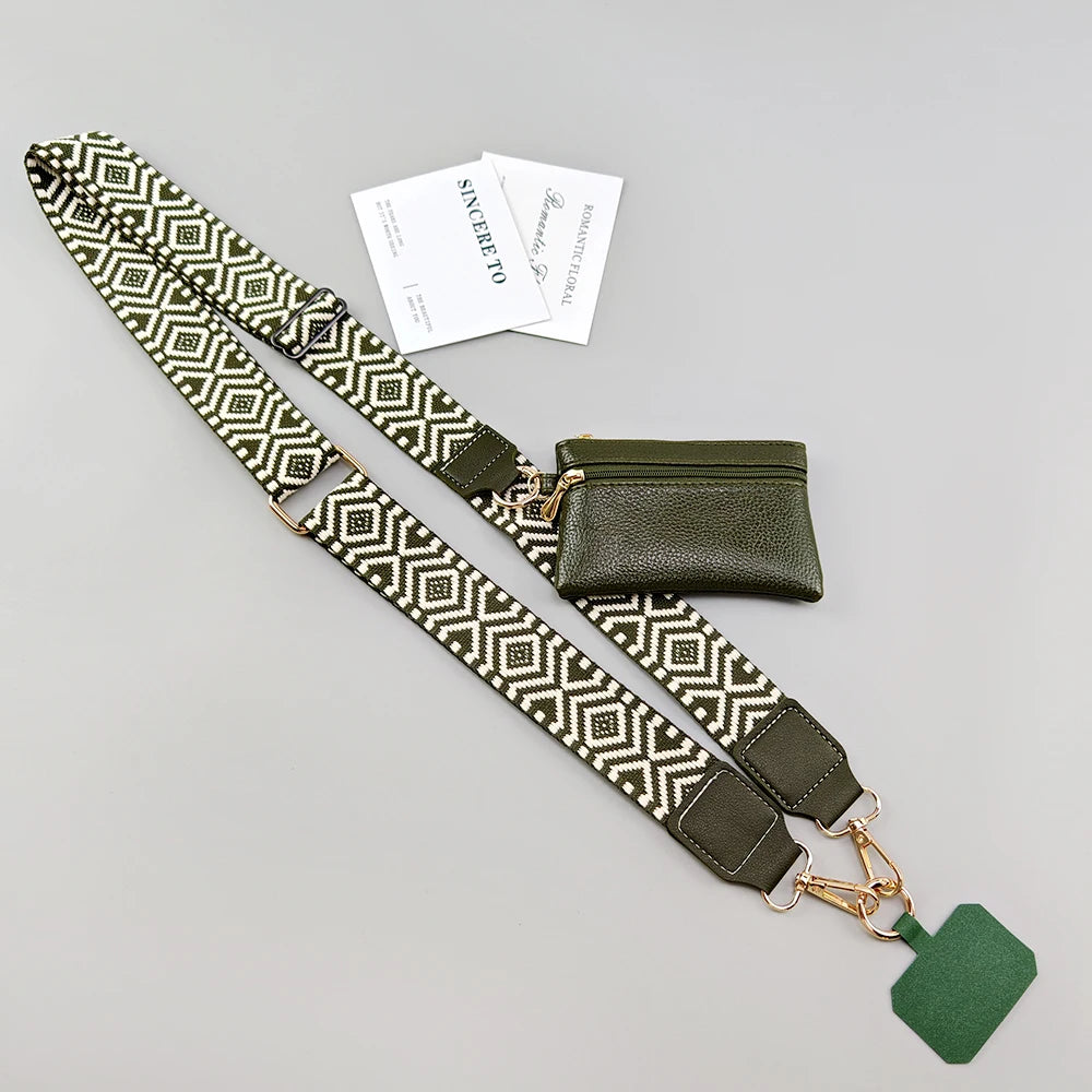 cellular strap phone holder with purse