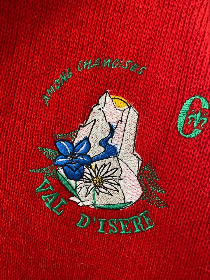 Vintage Red Men/Women Alpaga Wool Sweater Conte of Florence from Italy