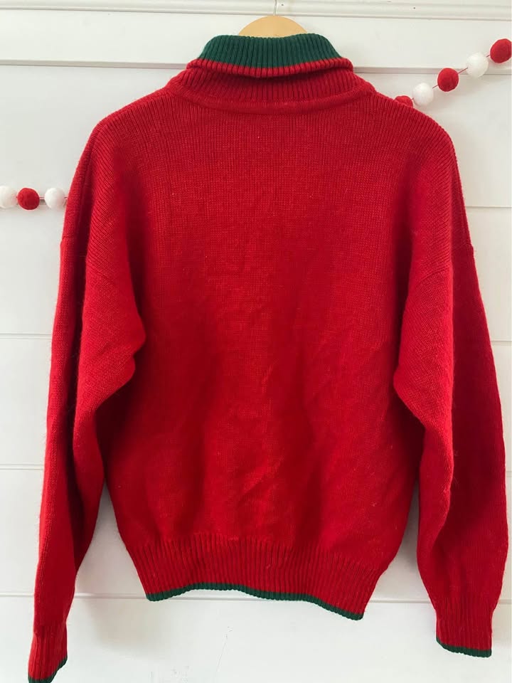 Vintage Red Men/Women Alpaga Wool Sweater Conte of Florence from Italy