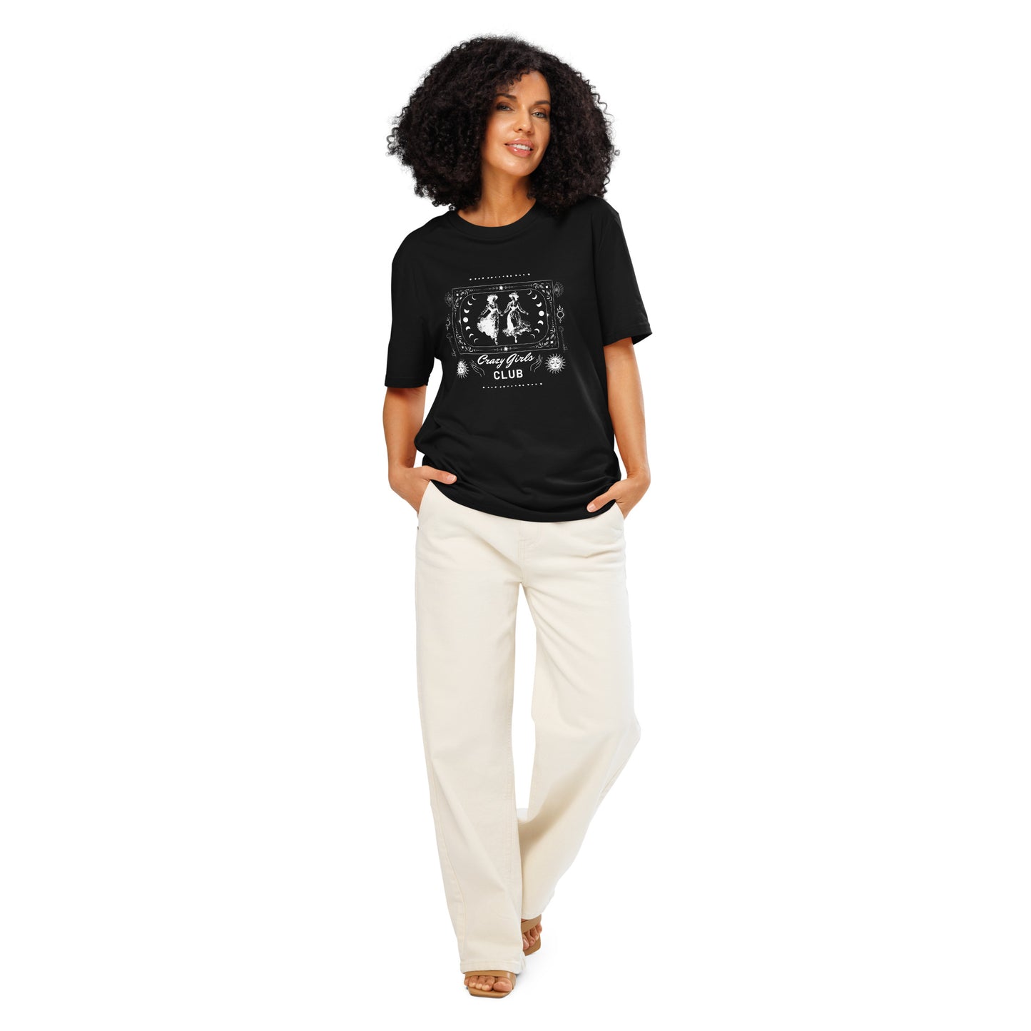Product mockup black t-shirt girls club design