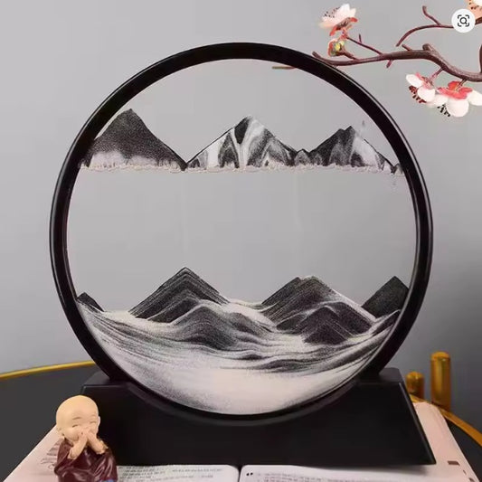 Mesmerizing 3D Moving Sand Art Display | Gravity-Defying Flowing Sandscape | Zen Desk Decor & Unique Gift