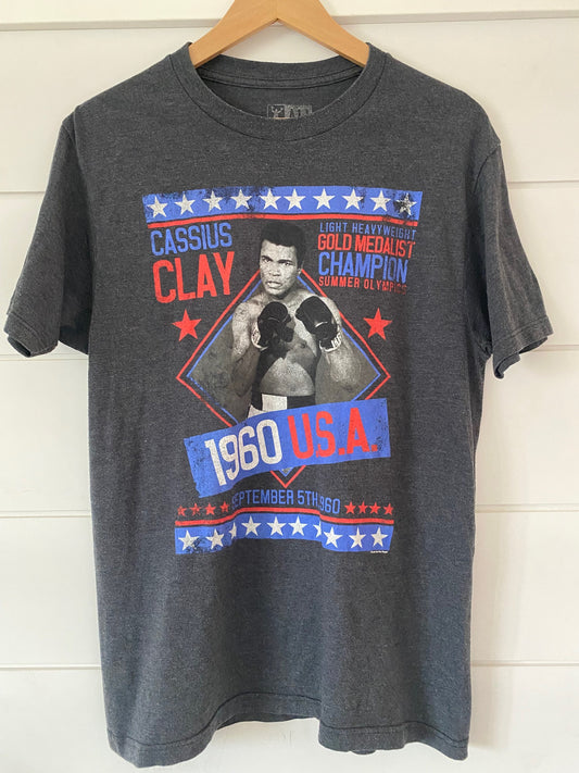 Ali 1960 USA boxing dark grey T-shirt short sleeves Medium