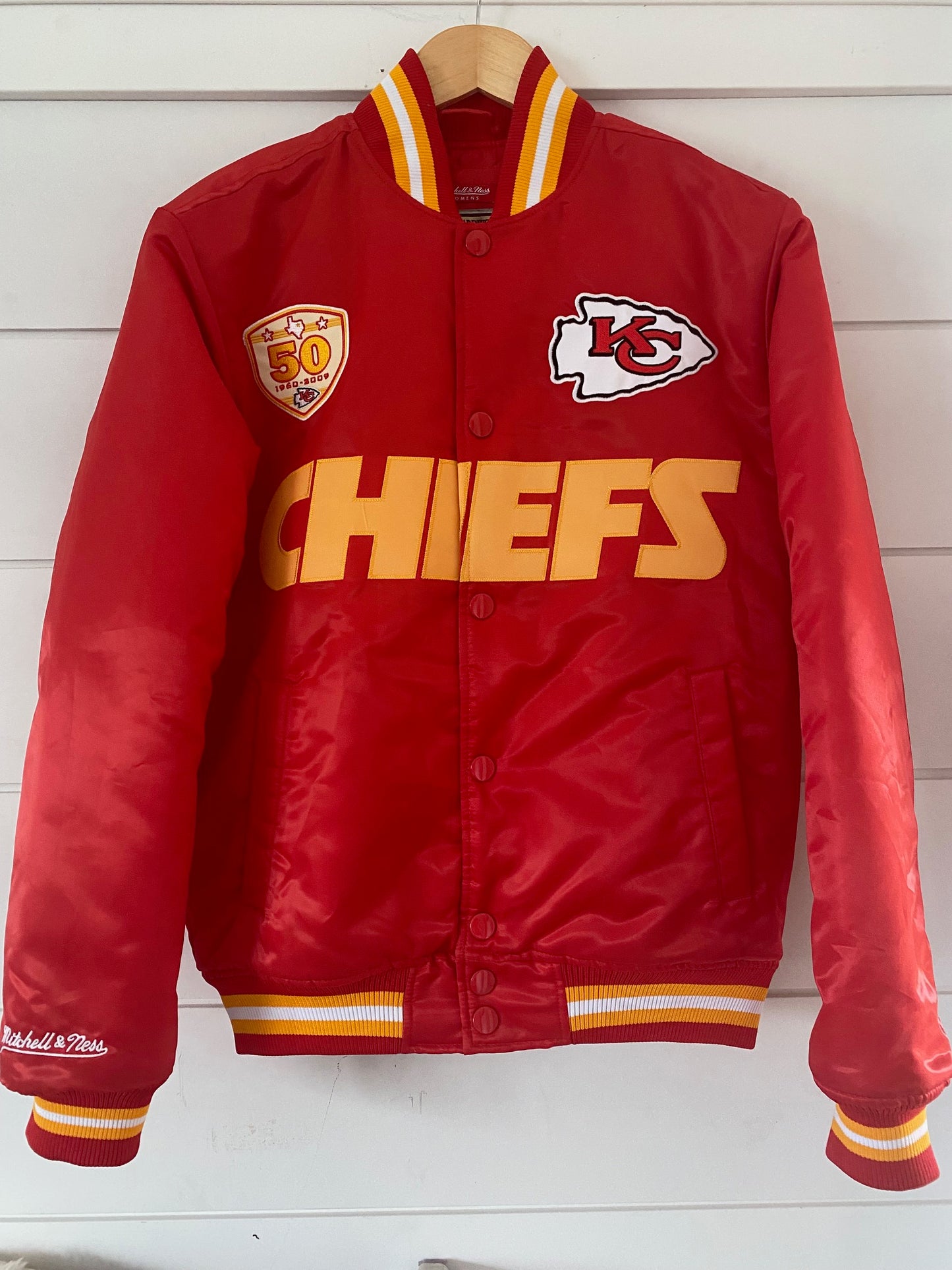 Kansas City Chiefs Bomber Jacket Player Michell & Ness Hardwood Classics Small