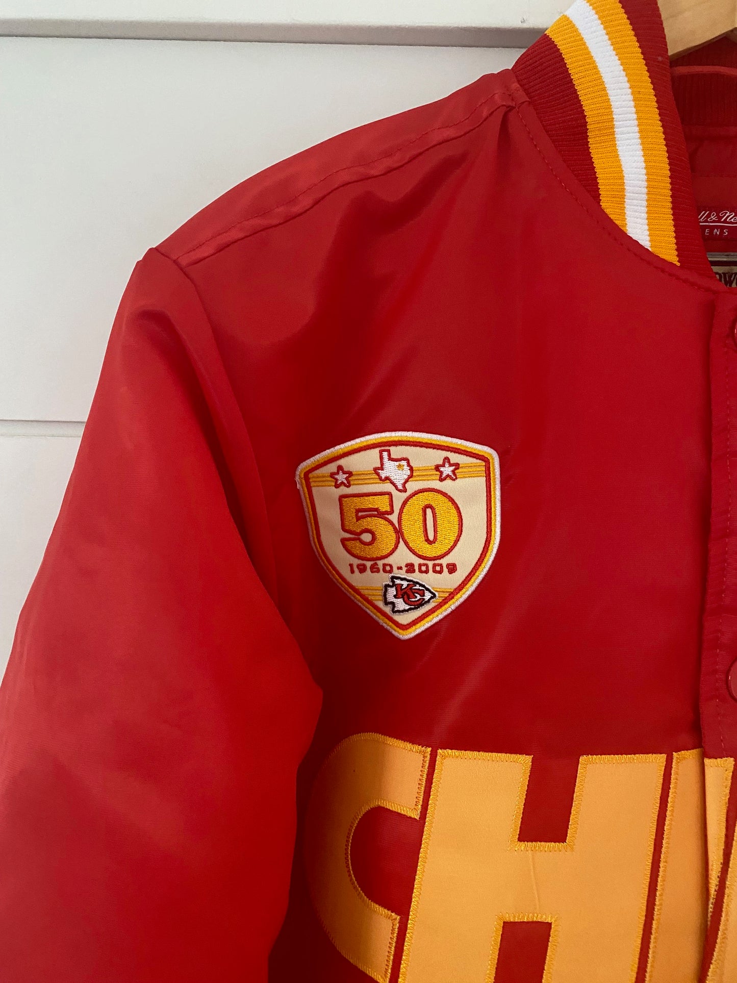 Kansas City Chiefs Bomber Jacket Player Michell & Ness Hardwood Classics Small
