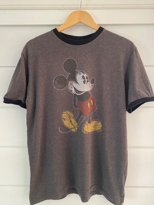 Grey Vintage Mickey Mouse Men's T-shirt Short Sleeves Walt Disney World