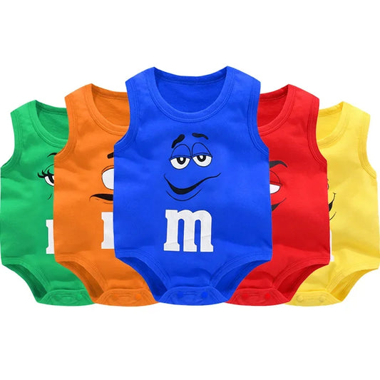 rainbow colors of  M&M babies rumpers