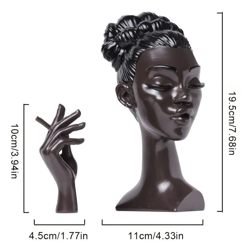 black plastic women holding a cigarette incense holder with size dimensions