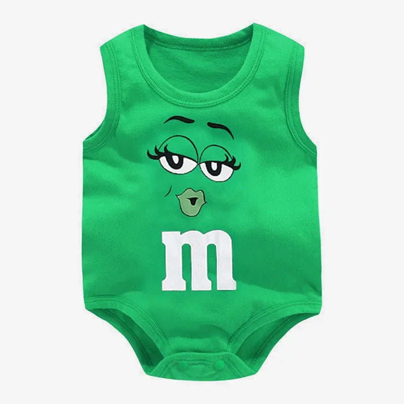 green  M&M babies rumper