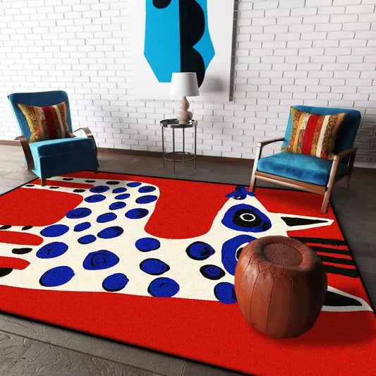 MCM Retro-Pop Leopard Rug - Mid-Century Modern Abstract Area Carpet