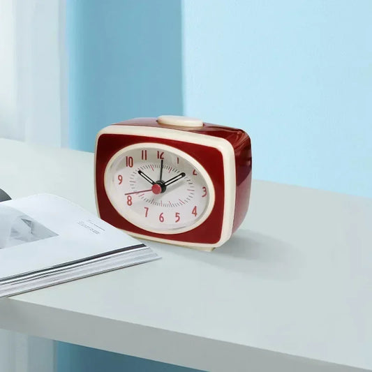Vintage Aesthetic Alarm Clock - Retro Desktop Clock with Fluorescent Hands