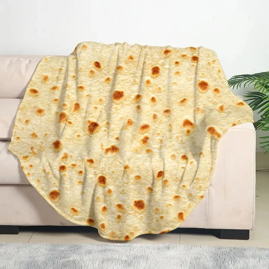 tortillas blanket on a white sofa