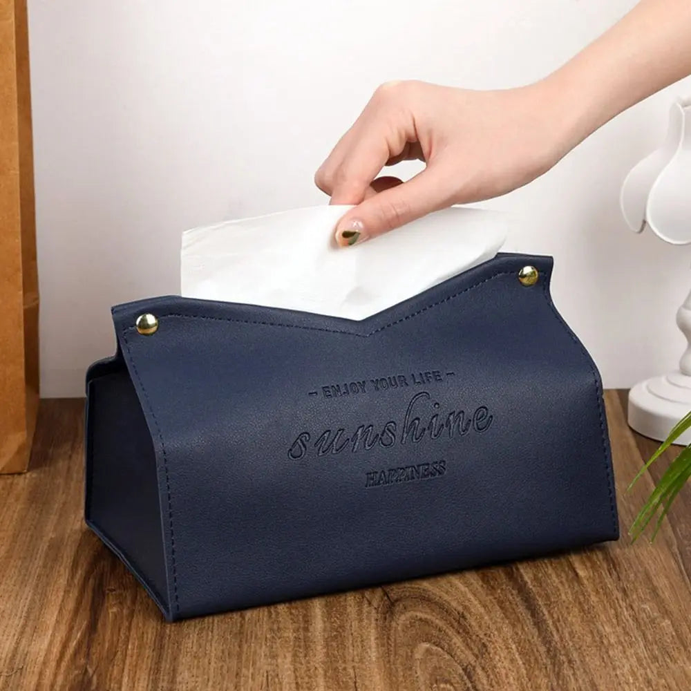 Elegant Leather Minimalist Tissue Box Cover – Stylish Home & Car Decor Accessory Decoration