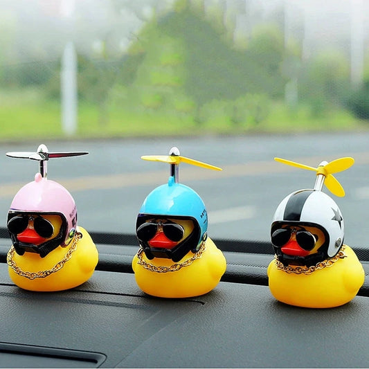 Fun & Quirky Duck Car Ornament with Helmet – Unique Auto Dashboard Decor & Gift