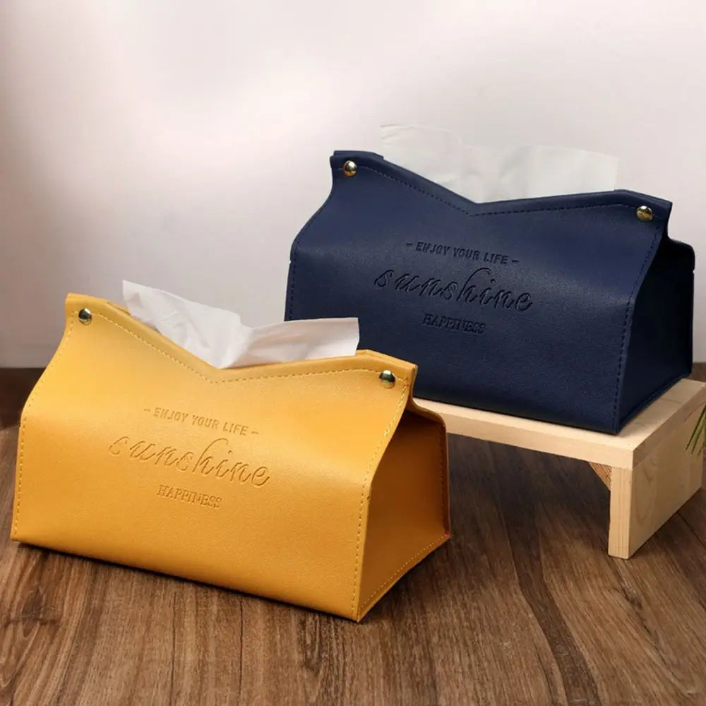Elegant Leather Minimalist Tissue Box Cover – Stylish Home & Car Decor Accessory Decoration