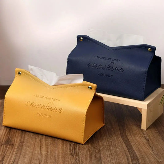Elegant Leather Minimalist Tissue Box Cover – Stylish Home & Car Decor Accessory Decoration