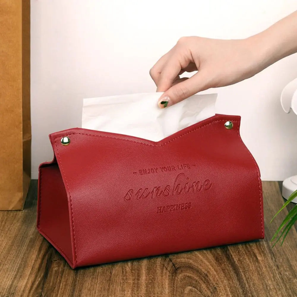 Elegant Leather Minimalist Tissue Box Cover – Stylish Home & Car Decor Accessory Decoration