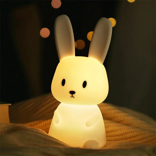Adorable LED Rabbit Animal Night Light – Soft Silicone USB Rechargeable Lamp for Kids & Baby Rooms Sleeping light