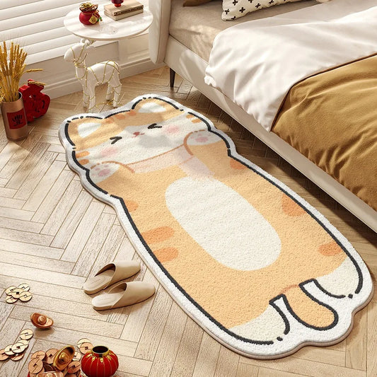 The "Long Cat" Stretched Tabby Rug Carpets | Fluffy Bedside Companion Home Decoration