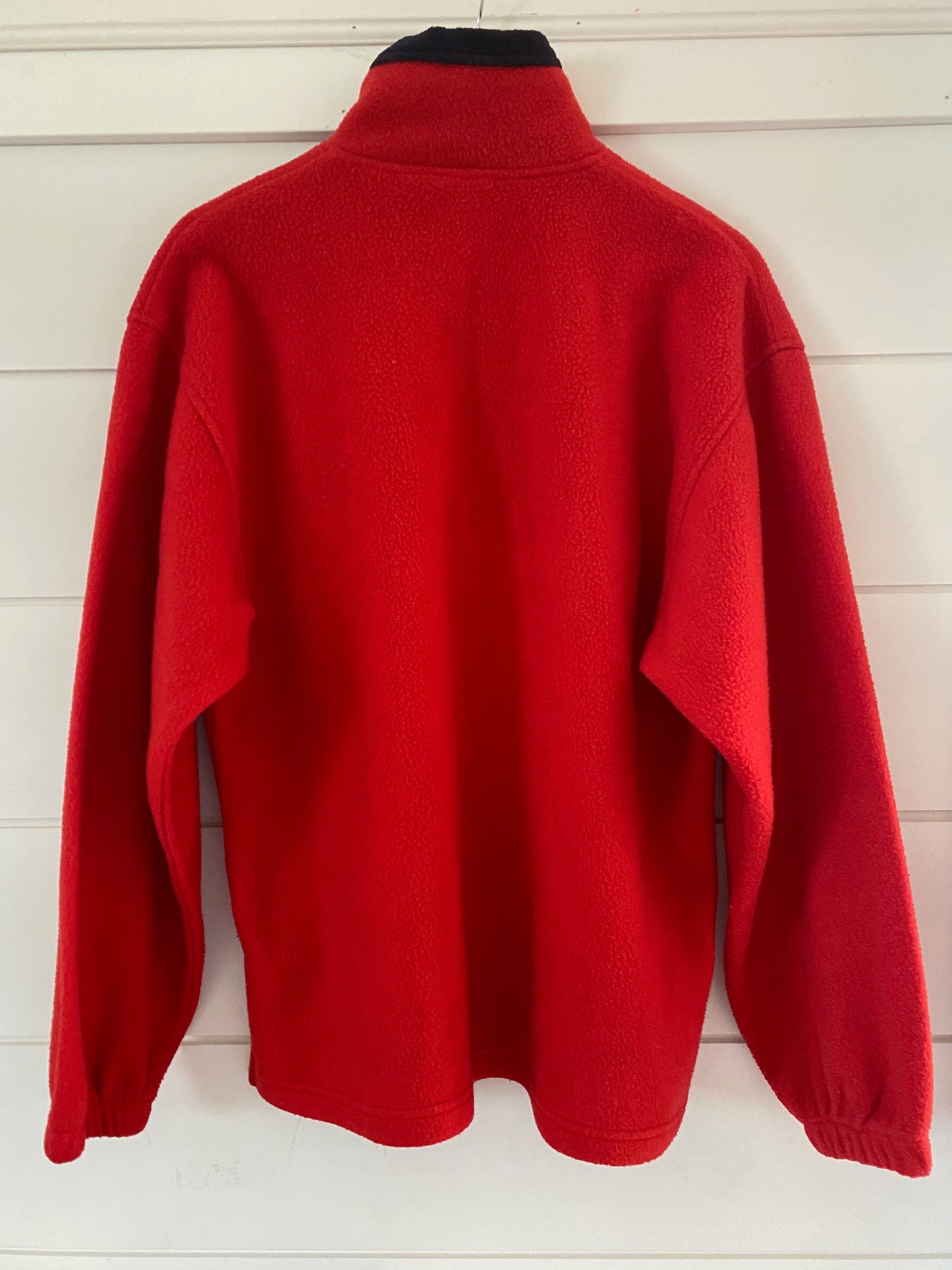 Tommy Hilfiger Vintage-Style Red Fleece Pullover | Made in Canada Retro Quarter-Zip