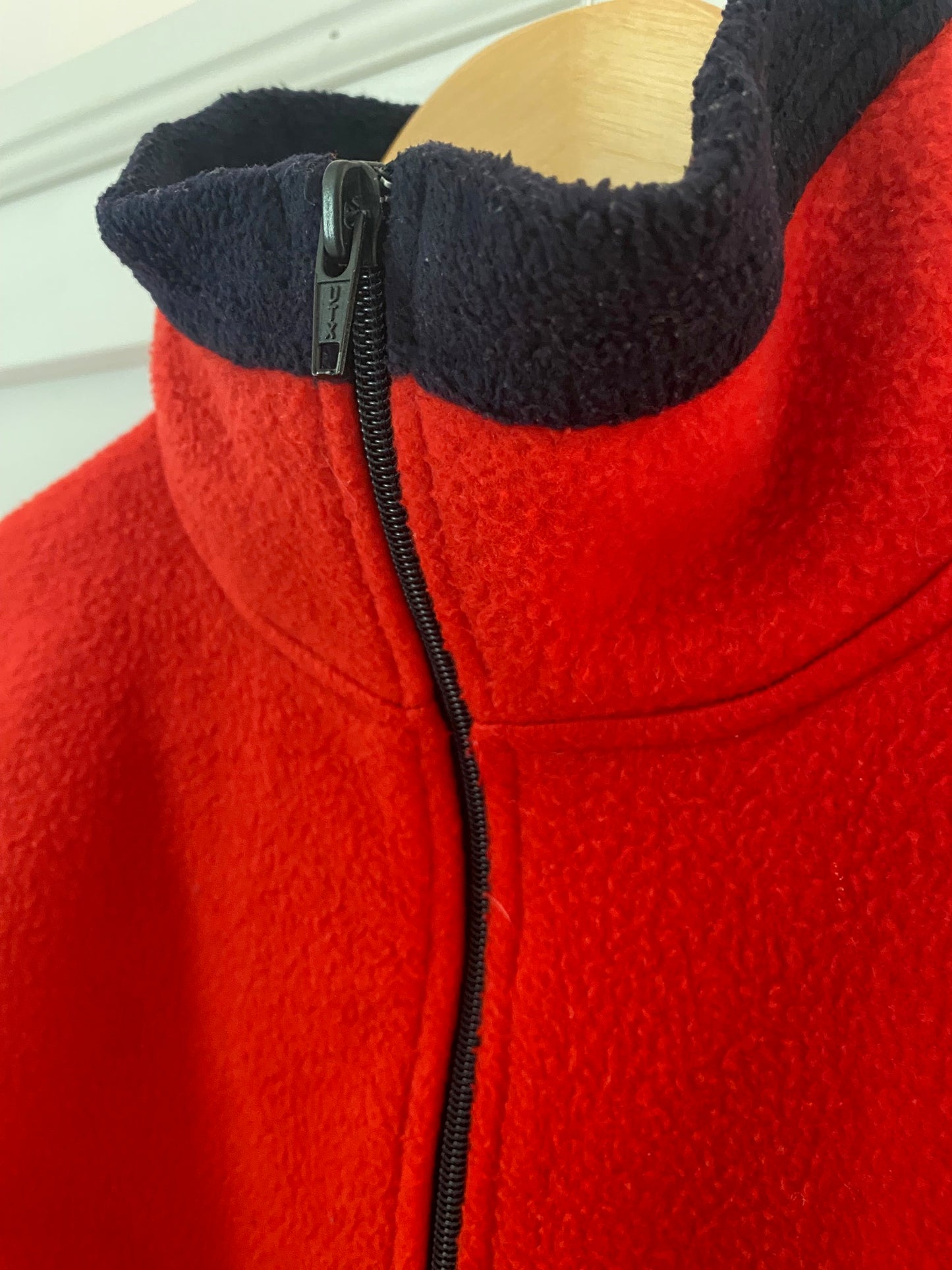 Tommy Hilfiger Vintage-Style Red Fleece Pullover | Made in Canada Retro Quarter-Zip
