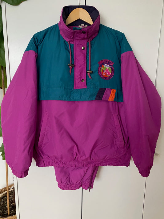 Women Retro Pink Vintage Anorak Ski Suit Brand CIS Size 12